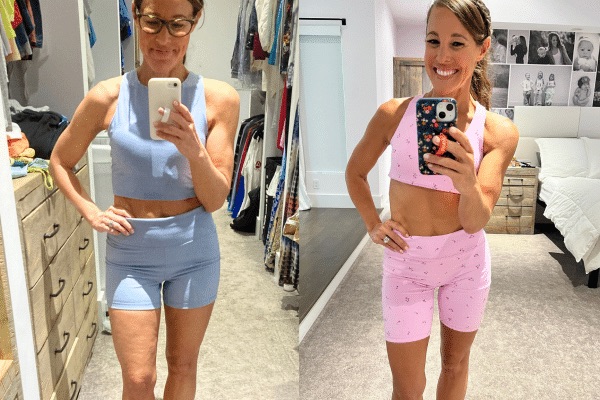 Lindsay Brin before and after photos showing visible results from switching to Zone 2 walking and daily steps after 40